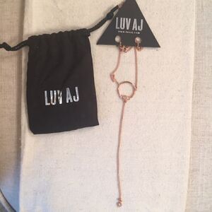 Luv AJ rose gold lariat necklace with crystals